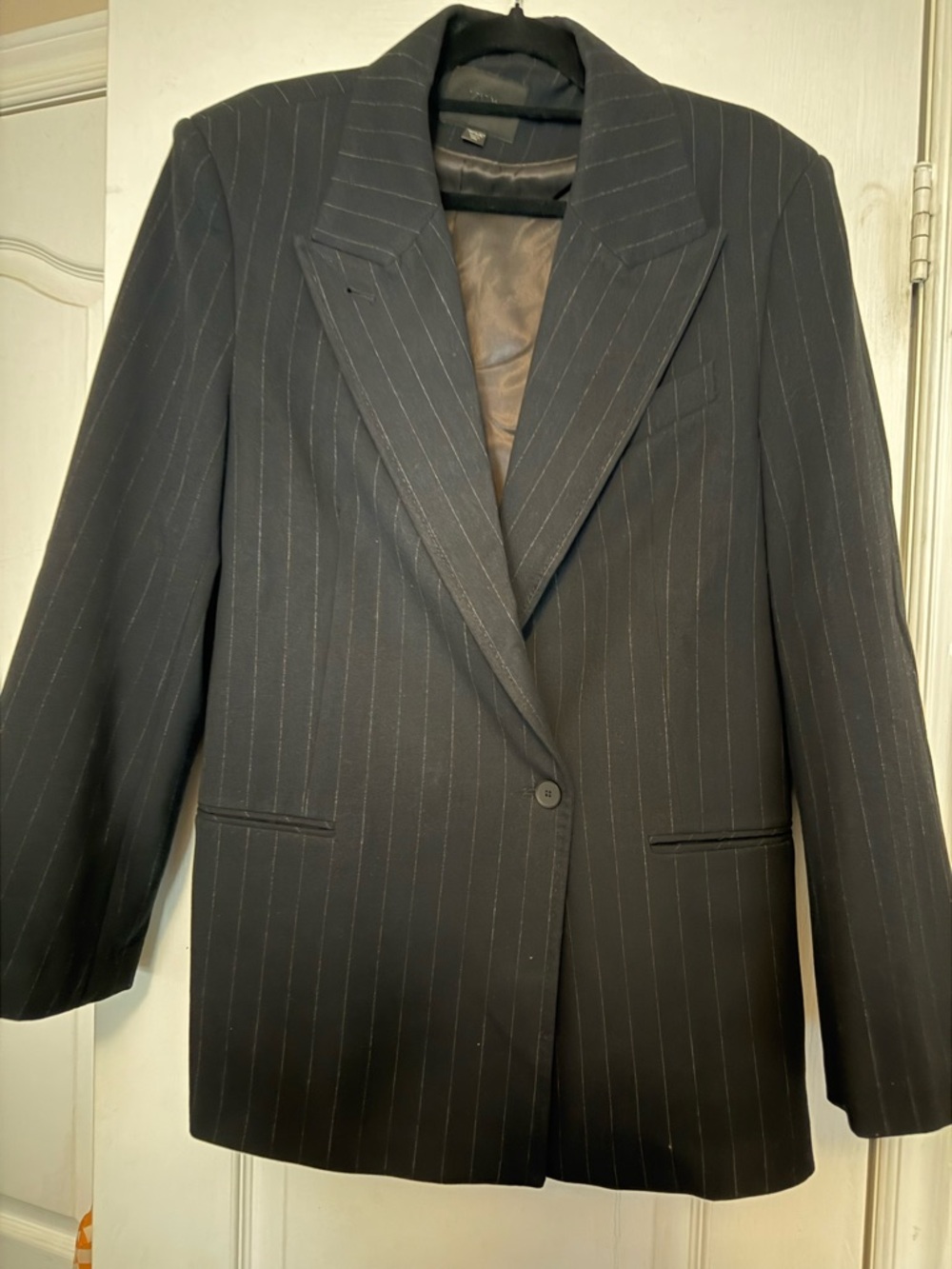 Zara Black Pinstripe Suit Jacket